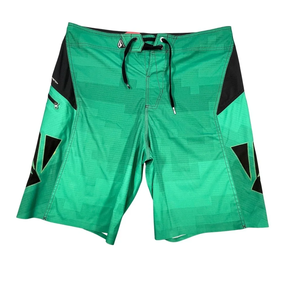 Volcom Green V6S Pixelater 4-Way Stretch Board Shorts Mens 36